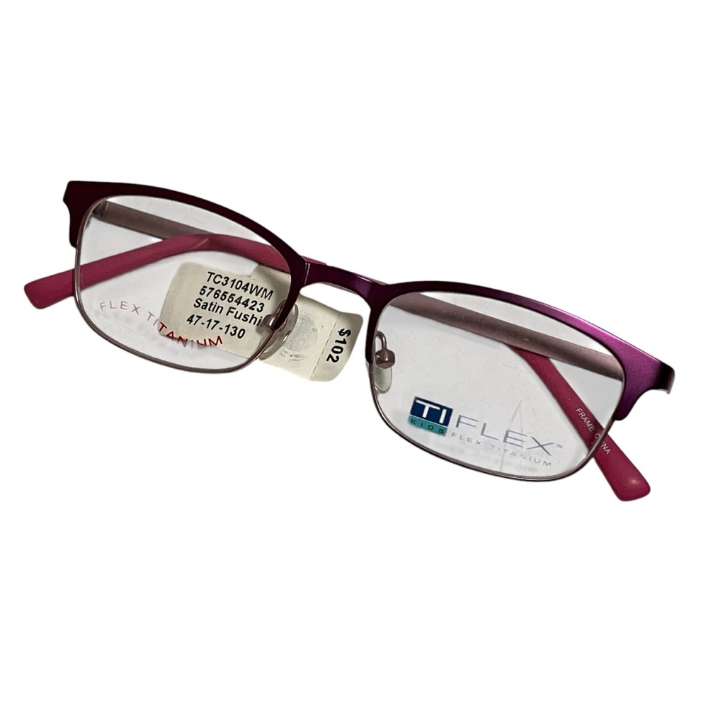 NWT TI Flex Satin Fushia Girls Eye Glasses Frames Flex Titanium 3104